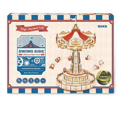 Robotime Rokr DIY Music Box Swing Ride Wooden Building Block Amusement Park