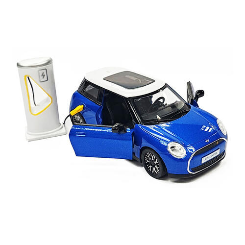 playpop 5.5" License Diecast Car - 1:28 Mini Cooper With Charging Station (Light & Sound)