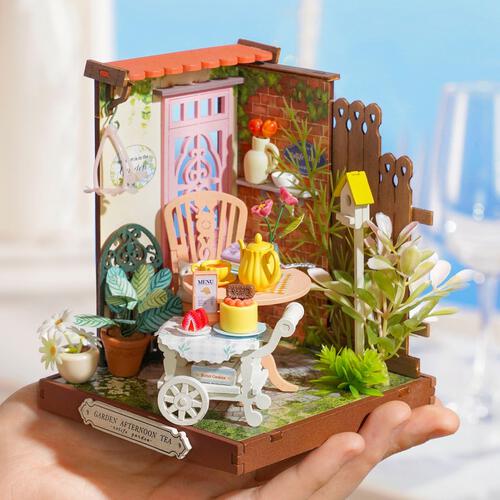 Robotime Rolife Fancy Tea Yard DIY Wooden Miniature Dollhouse