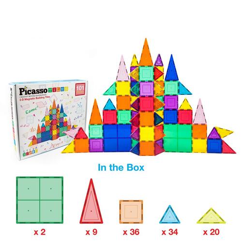 Picasso Tiles 101pcs Magnetic Tiles in Blister