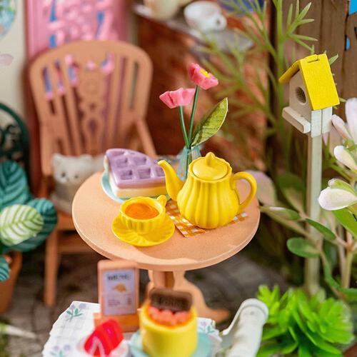 Robotime Rolife Fancy Tea Yard DIY Wooden Miniature Dollhouse