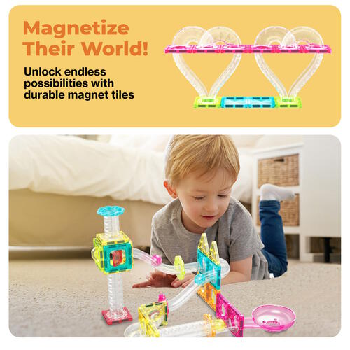 Picasso Tiles 45pcs Mini Diamond Magnetic Marble Run Track Set