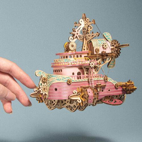 HowCat Dreamcatcher Dudu Ship Pink DIY 3D Wooden & Paper Puzzle