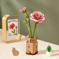 Robotime Rowood DIY Pink Carnation 3D Wooden Flower Puzzle