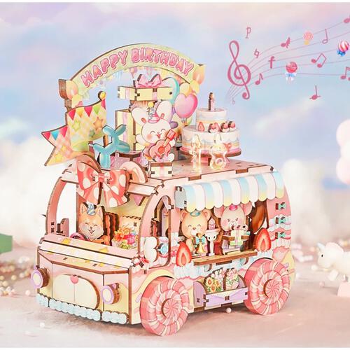 Tonecheer Birthday Party Rotating Music Box DIY Wooden Musical Movement Box