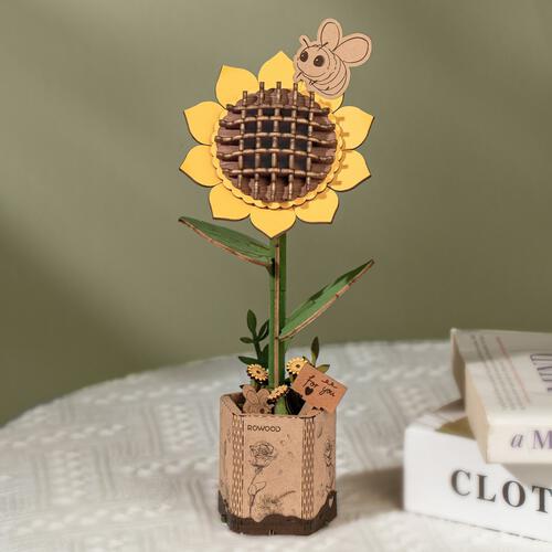 Robotime Rowood DIY Sunflower 3D Wooden Flower Puzzle
