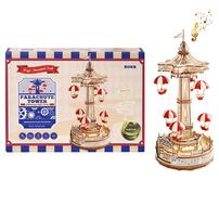 Robotime Rokr DIY Music Box Parachute Tower Wooden Building Block Amusement Park