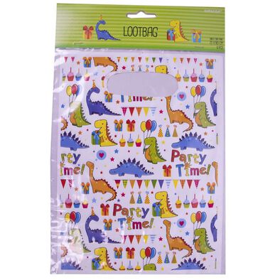 Party Plastic Loot Bag 6 Pieces Dinosaurs