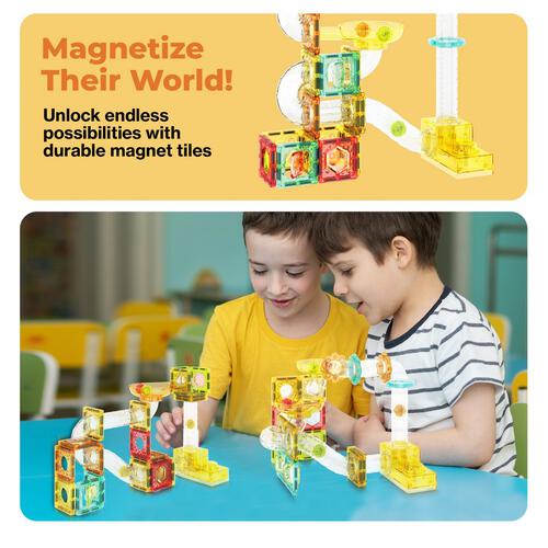 Picasso Tiles 100pcs Magnetic Marble Run Travel Size with Launcher
