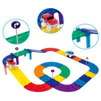 Picasso Tiles 30pcs Magnetic Tiles Race Track Set with 2 Flashing LED Race Cars