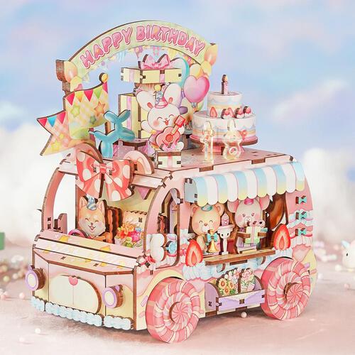 Tonecheer Birthday Party Rotating Music Box DIY Wooden Musical Movement Box