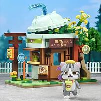 Qman Lovely Street Ash Cat Milk Tea Shop