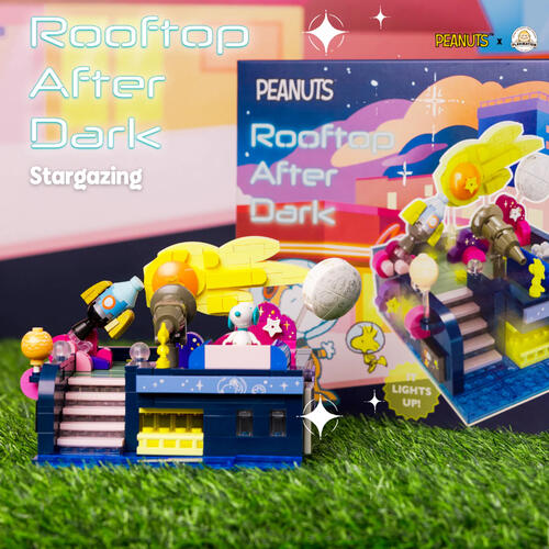 Peanuts Building Blocks Night Light - Rooftop After Dark (Stargazing)