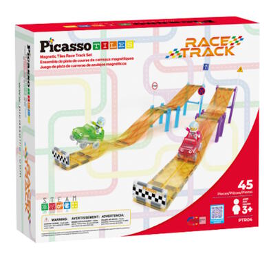 Picasso Tiles 45pcs Magnetic Tiles Race Track Set