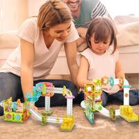 Picasso Tiles 80pcs Magnetic Marble Run Travel Size with Launcher