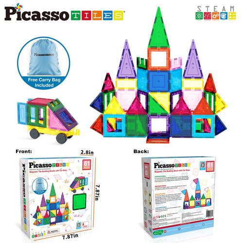 Picasso Tiles 61pcs Set with Drawstring Bag