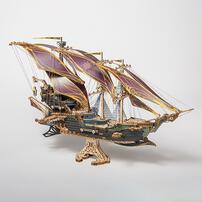 HowCat Corsair Future Purple Pirate Ship DIY 3D Wooden & Paper Puzzle