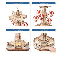 Robotime Rokr DIY Music Box Parachute Tower Wooden Building Block Amusement Park