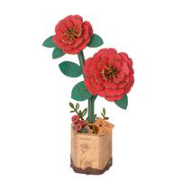 Robotime Rowood DIY Red Camellia 3D Wooden Flower Puzzle