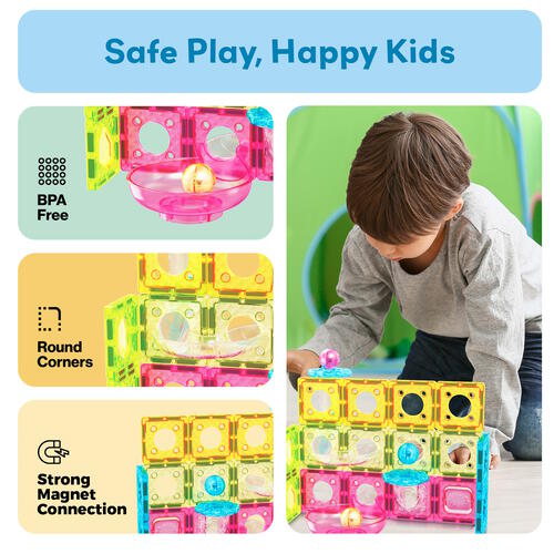 Picasso Tiles 45pcs Mini Diamond Magnetic Marble Run Track Set