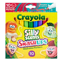 Crayola 10 Ct Silly Scents Smashups Washable Broad Line Markers
