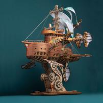 HowCat MFANTASY Around the World in 80 Days Airship DIY 3D Wooden & Paper Puzzle