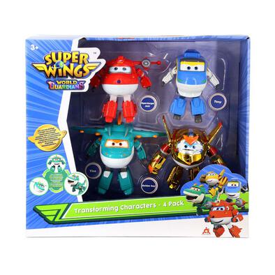 Super Wings Transforming 4Pk(Supercharged Jett, Tino