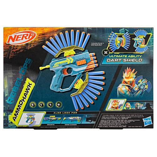 Nerf Rebel Ops Ammohawk 20 Foam Darts & 2 Dartshields, Outdoor Action Play, Ages 8+