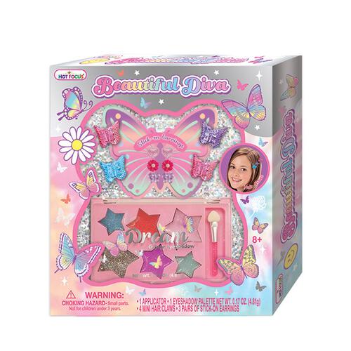 Hot Focus Beautiful Diva Tie Dye Butterfly Eyeshadow & Hair Claw Set