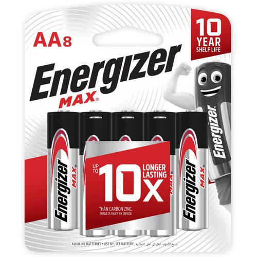 Energizer Max Alkaline AA Batteries 8 PCS
