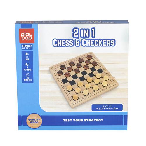Play Pop 2 In 1 Chess & Checker Strategy Game