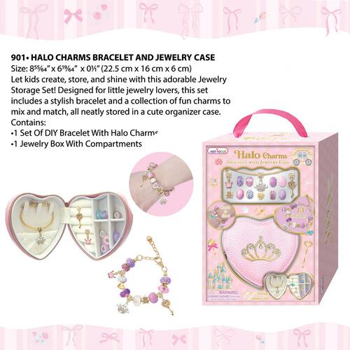 Hot Focus Halo Charms Bracelet & Jewelry Case Princess Fashion Jewelry Accessories