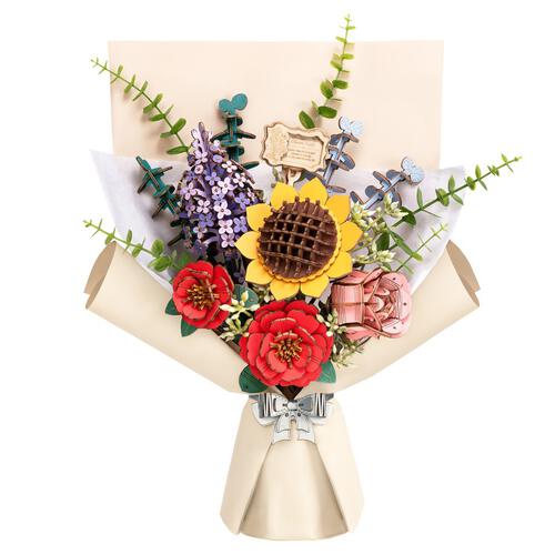 Robotime Rowood DIY Wooden Flower Bouquet 3D Wooden Flower Puzzle